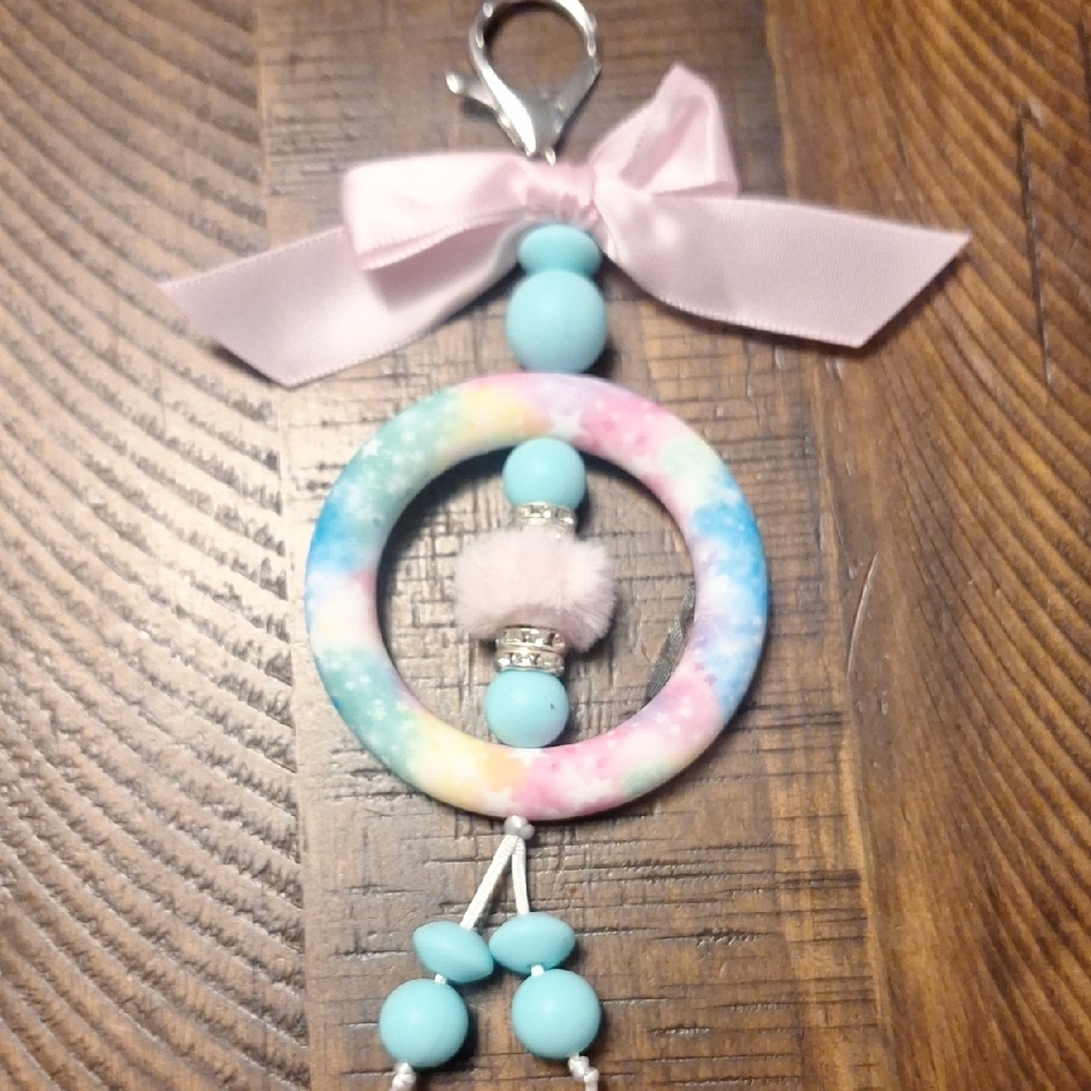 Pastel Tie-Dye Design Ketring Bag Charm